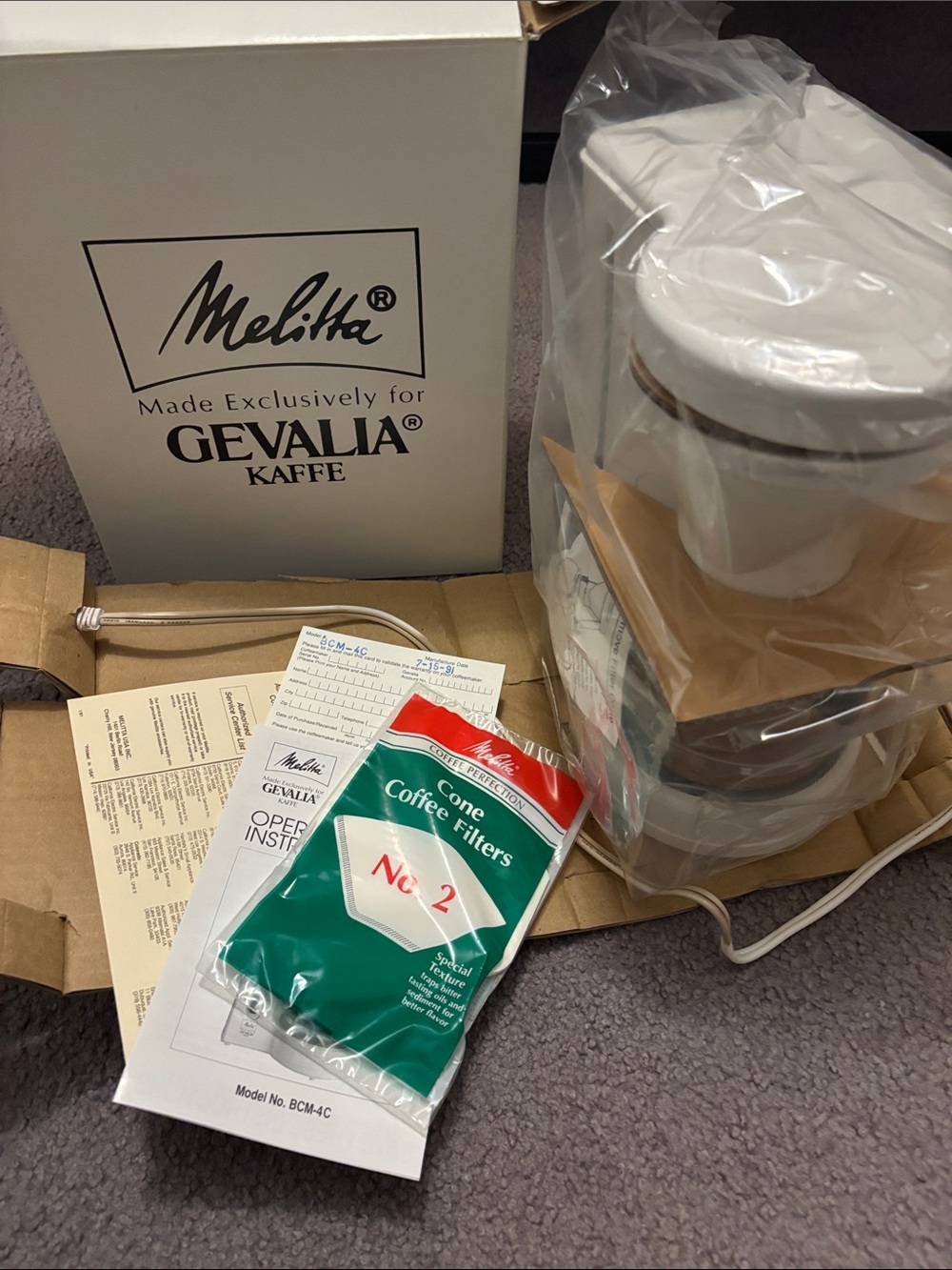 Melitta New BCM 4 Cup Drip Coffee Maker Vintage White Gevalia Kaffe